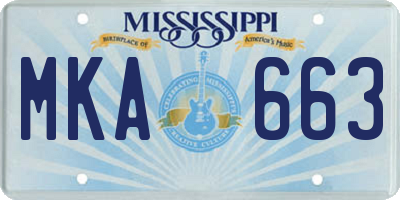 MS license plate MKA663