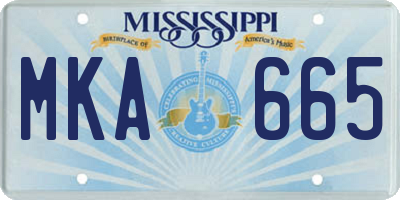 MS license plate MKA665
