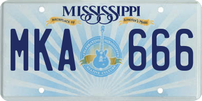 MS license plate MKA666
