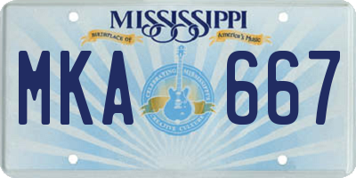 MS license plate MKA667