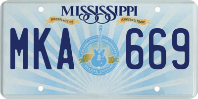 MS license plate MKA669