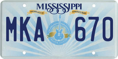 MS license plate MKA670