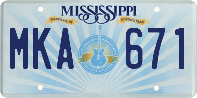 MS license plate MKA671