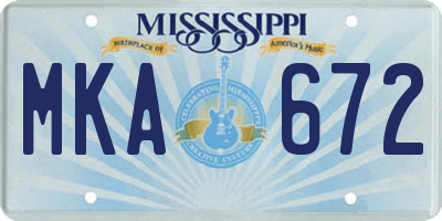 MS license plate MKA672