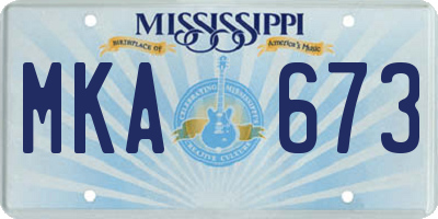 MS license plate MKA673
