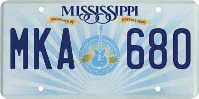 MS license plate MKA680