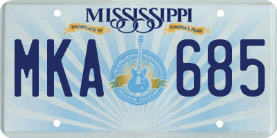MS license plate MKA685