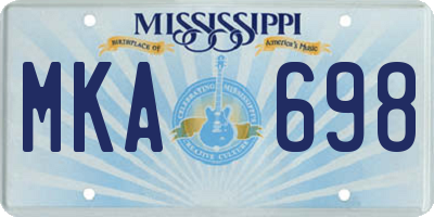 MS license plate MKA698