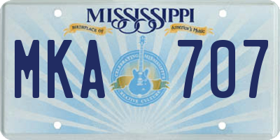 MS license plate MKA707