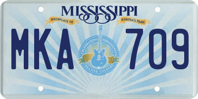 MS license plate MKA709