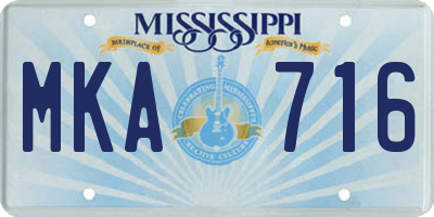 MS license plate MKA716