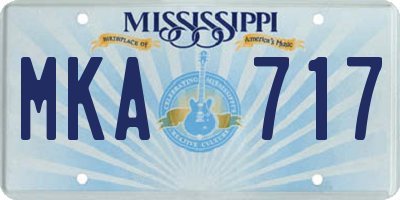 MS license plate MKA717
