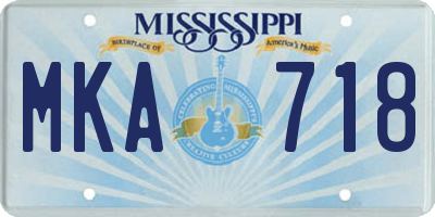 MS license plate MKA718