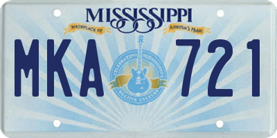 MS license plate MKA721