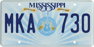 MS license plate MKA730