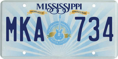 MS license plate MKA734