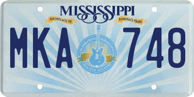 MS license plate MKA748