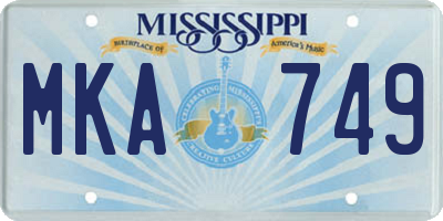 MS license plate MKA749