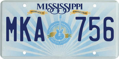MS license plate MKA756
