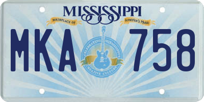 MS license plate MKA758
