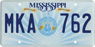 MS license plate MKA762