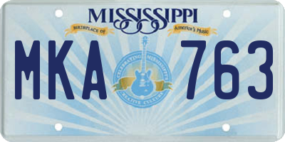 MS license plate MKA763