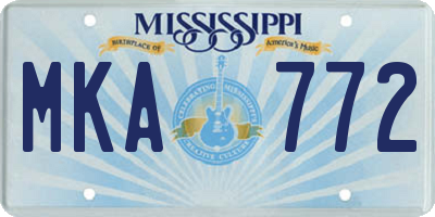 MS license plate MKA772