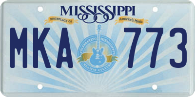 MS license plate MKA773