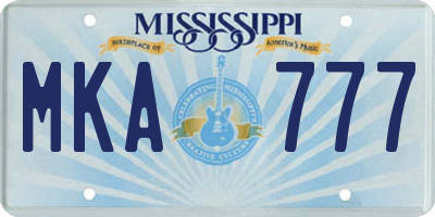 MS license plate MKA777