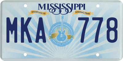 MS license plate MKA778