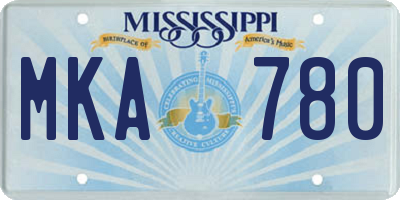 MS license plate MKA780