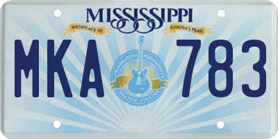 MS license plate MKA783