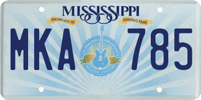 MS license plate MKA785