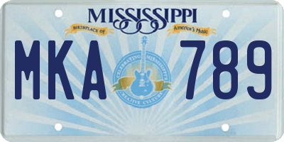 MS license plate MKA789
