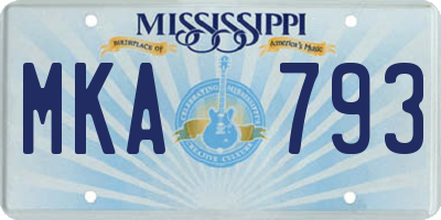 MS license plate MKA793