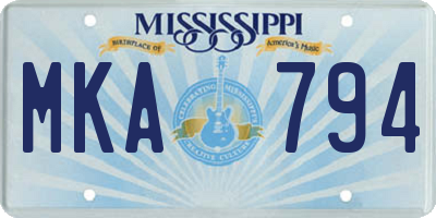 MS license plate MKA794