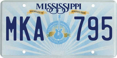 MS license plate MKA795
