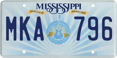 MS license plate MKA796