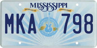 MS license plate MKA798
