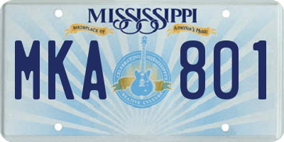 MS license plate MKA801