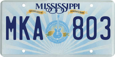 MS license plate MKA803