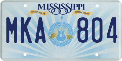MS license plate MKA804