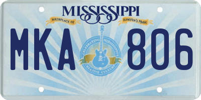 MS license plate MKA806