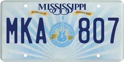 MS license plate MKA807