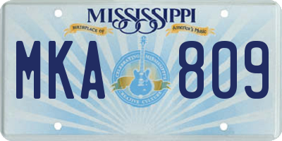 MS license plate MKA809