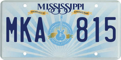 MS license plate MKA815