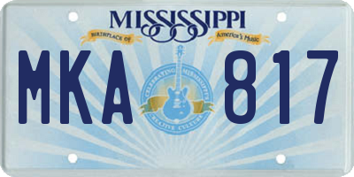 MS license plate MKA817