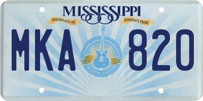 MS license plate MKA820