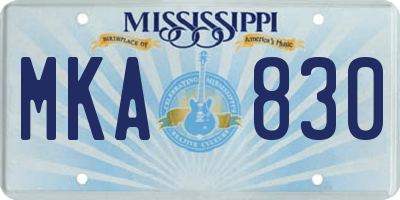 MS license plate MKA830