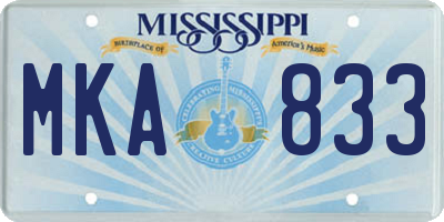 MS license plate MKA833